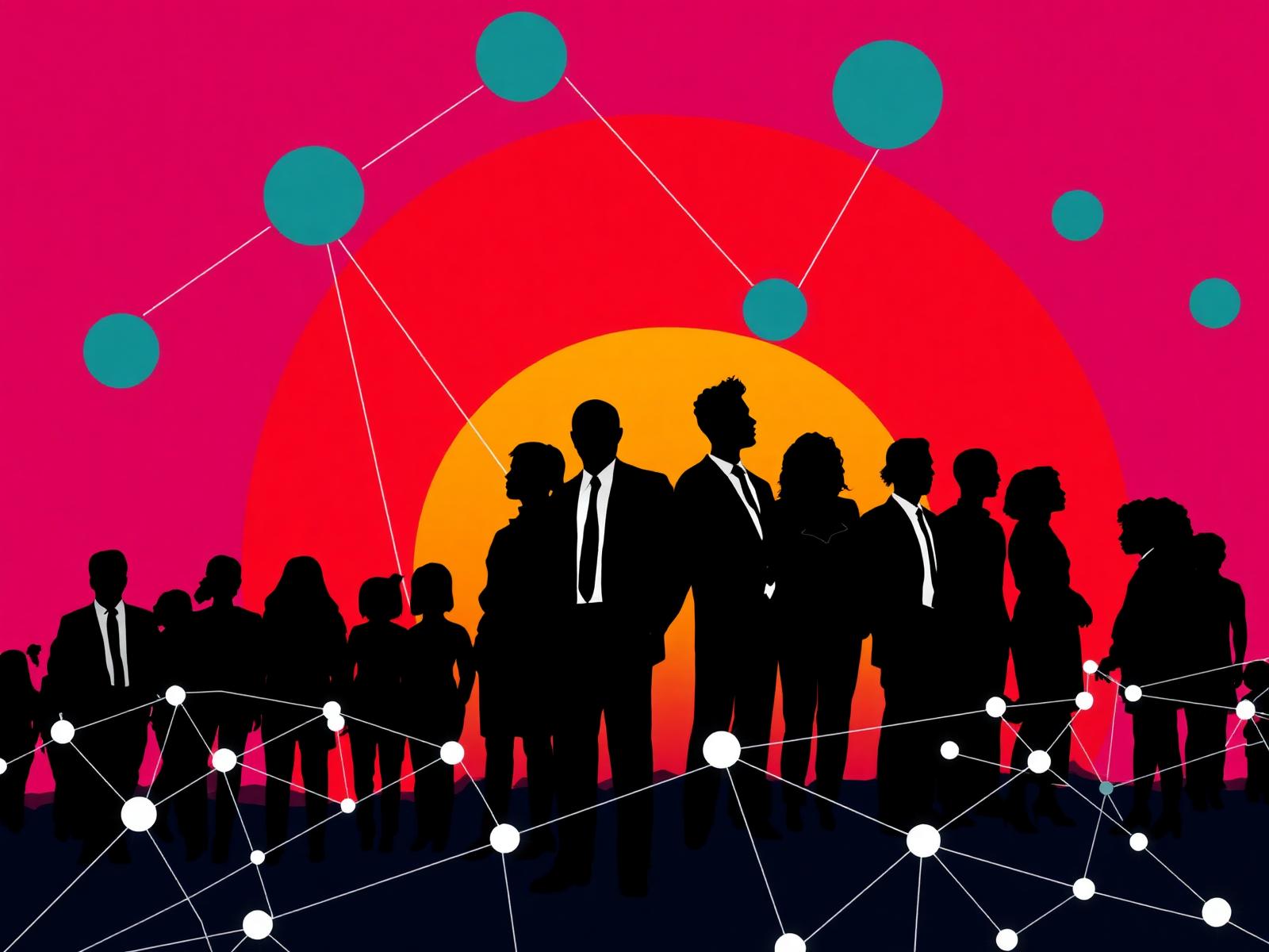 Illustration of African diaspora professionals connected in a global network